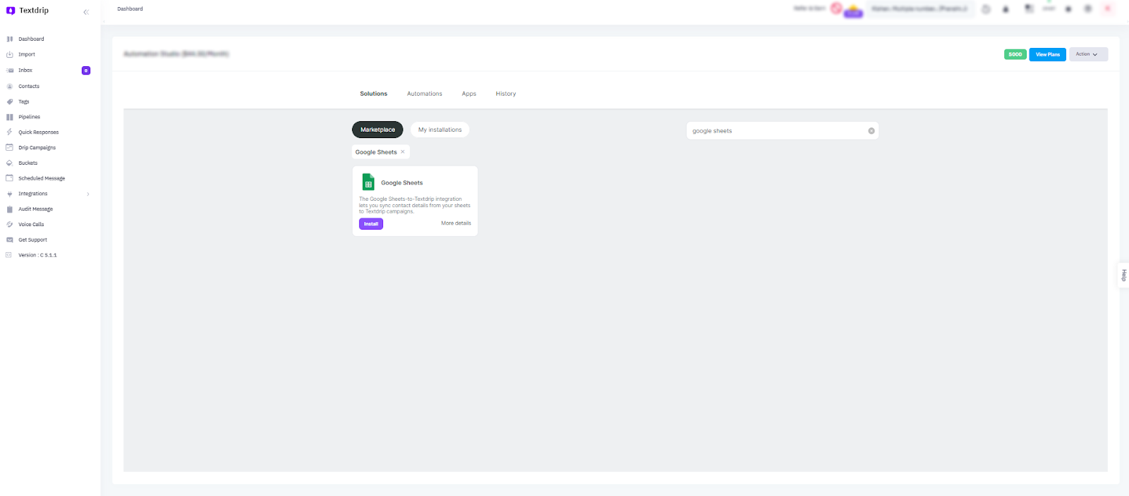 Install Google Sheets Integration