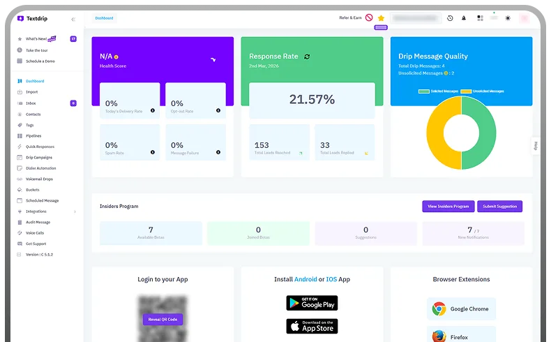 Textdrip dashboard