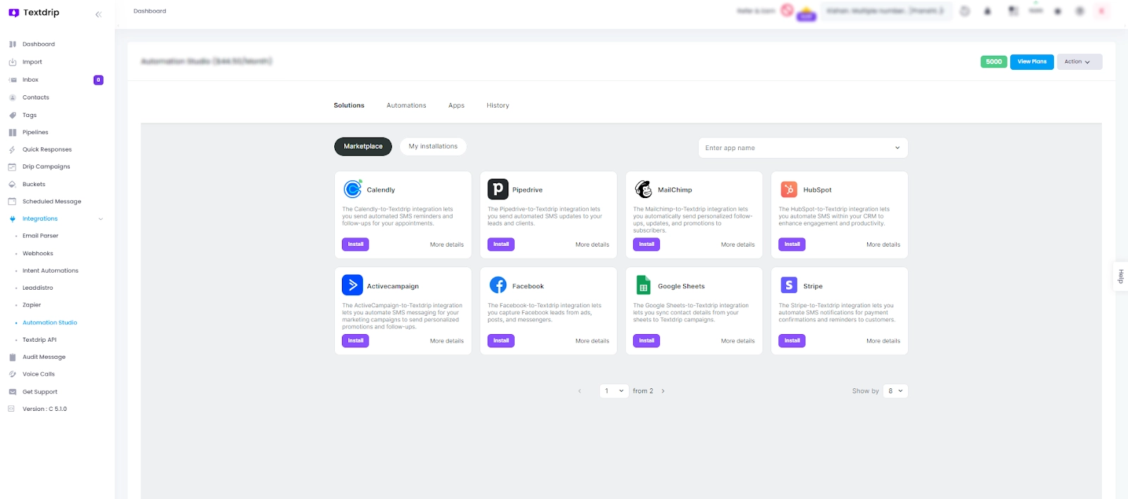 Accessing Automation Studio in Textdrip-2