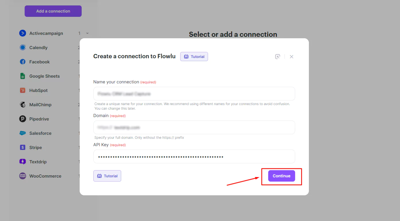 Name Your Connection and Verify API Key
